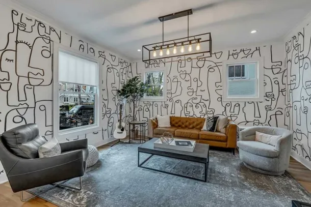 A stylish and comfortable lounge area at a drug and alcohol detox center in Nashville, offering a serene environment to support individuals on their recovery journey.