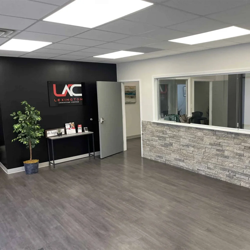 A clean and welcoming reception area at one of the drug and alcohol treatment centers in Kentucky, offering professional and compassionate recovery services.