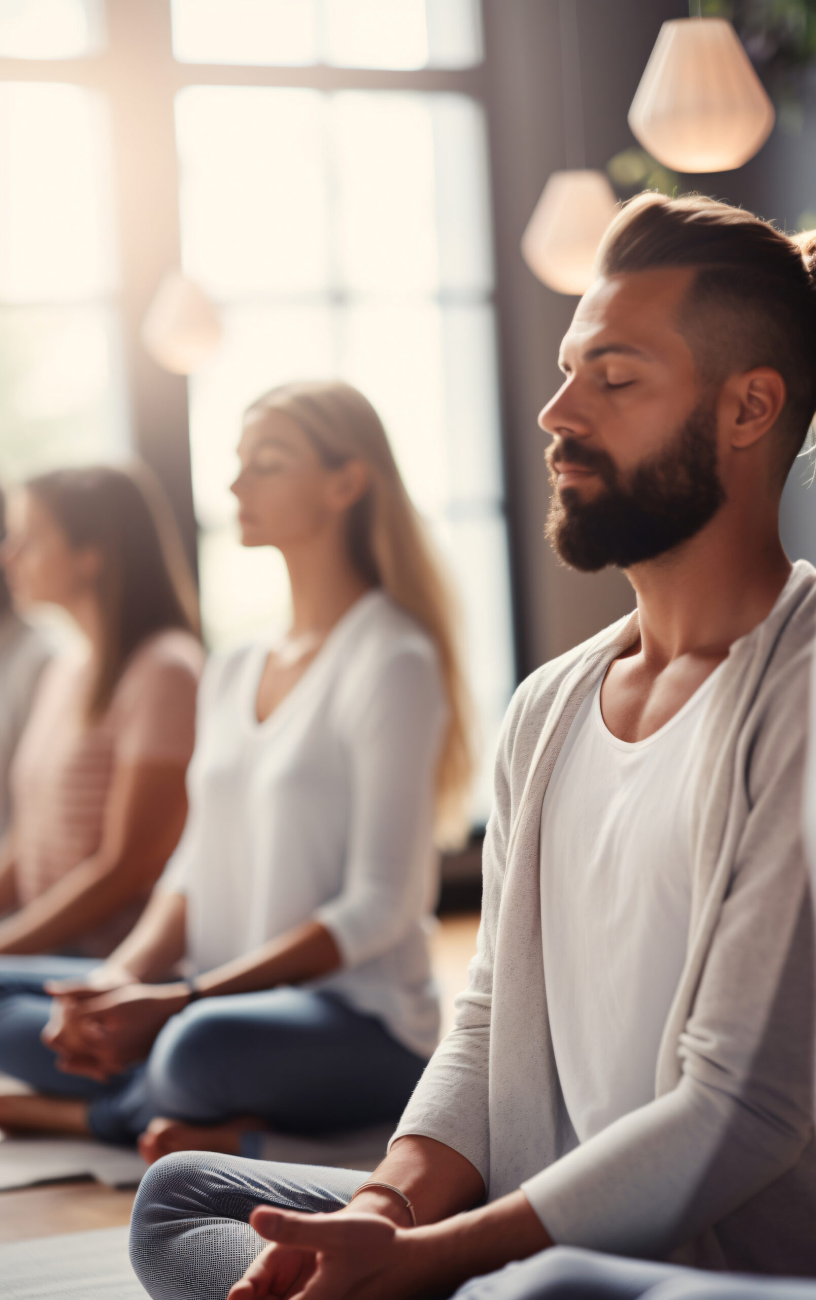People practicing yoga as part of holistic addiction treatment
